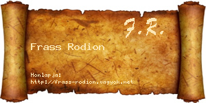 Frass Rodion névjegykártya